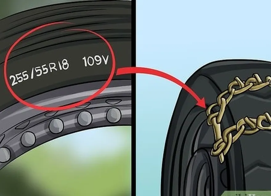 étape 4 assurez-vous d'avoir la bonne taille de chaîne à neige pour vos roues.