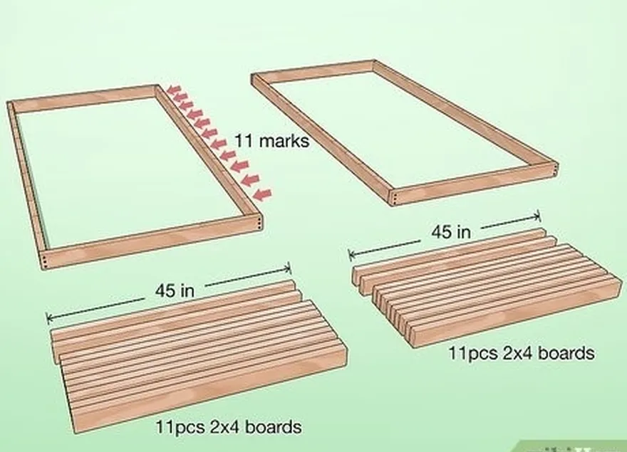 étape 3 coupez les planches à une longueur de 45 pouces (1,1 m) pour chaque paire de marques.