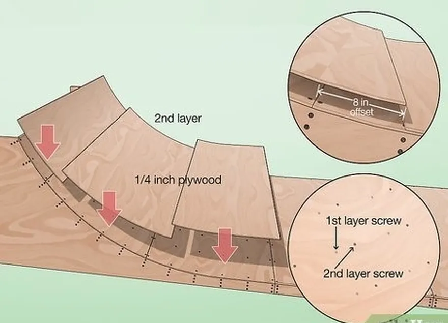 étape 4 décalez la deuxième couche de contreplaqué d'environ 20 cm (8 pouces).