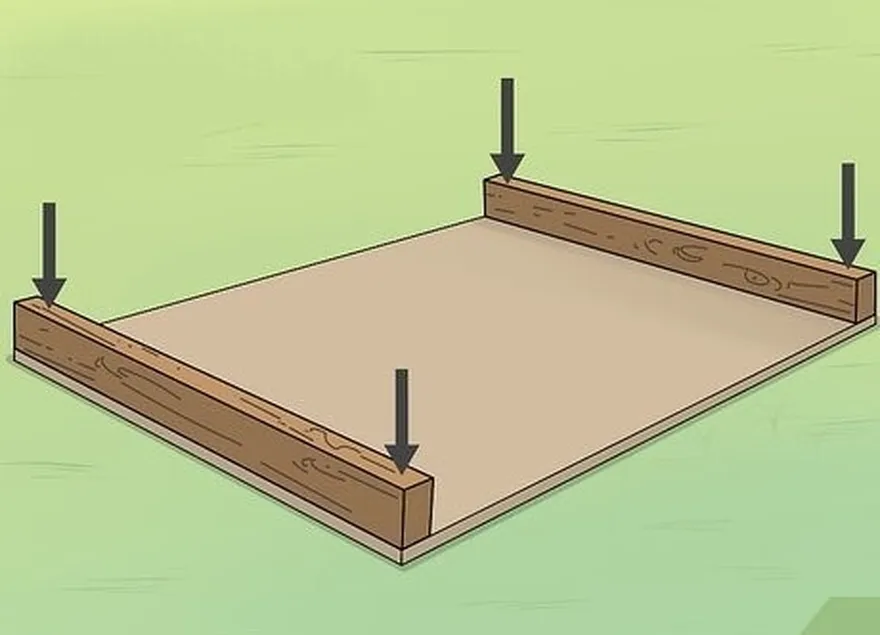 étape 4 posez les deux pièces de bois d'ossature et le contreplaqué l'un sur l'autre.
