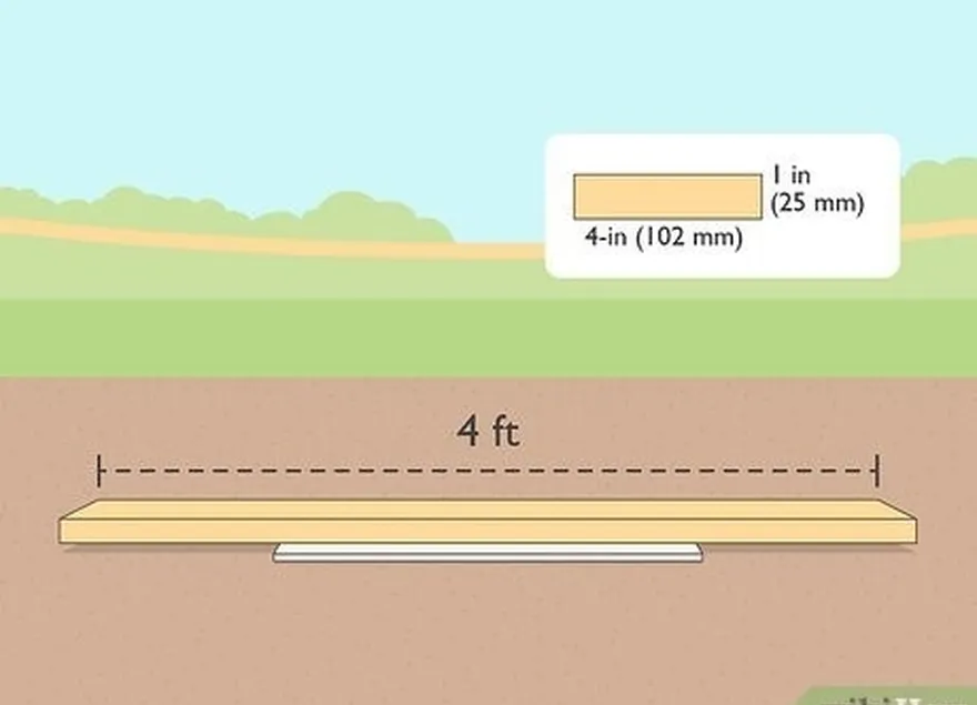 étape 1 placez une planche de 1 po sur 4 po sur 4 pi sur le dessus du lanceur.'s plate.