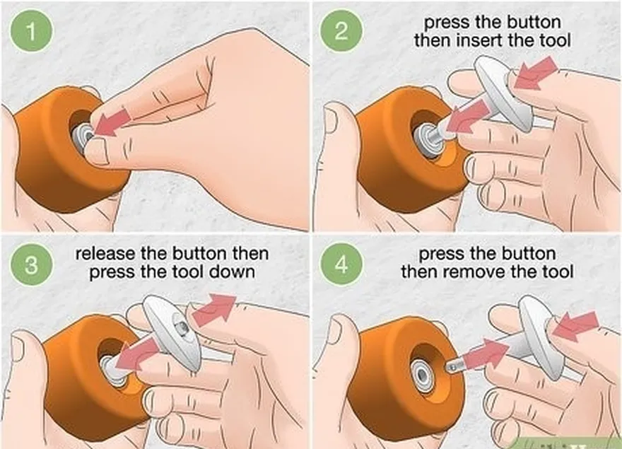 étape 1 repousser les roulements dans les roues à l'aide de vos doigts et d'un extracteur de roulements.