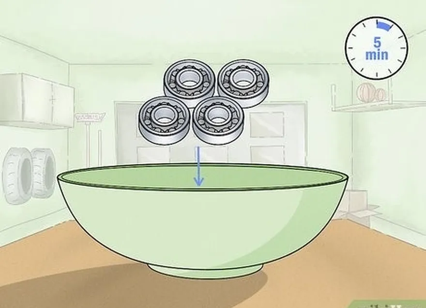 étape 3 faites tremper les roulements dans la solution pendant 5 minutes.