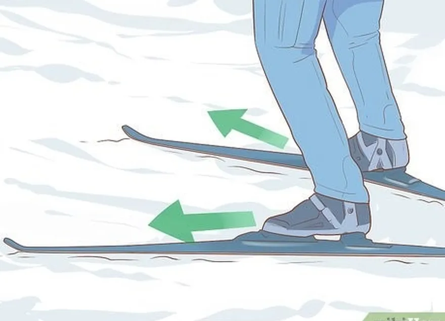 étape 5 dirigez vos skis vers l'extérieur et entraînez-vous à faire le bon mouvement de pied.