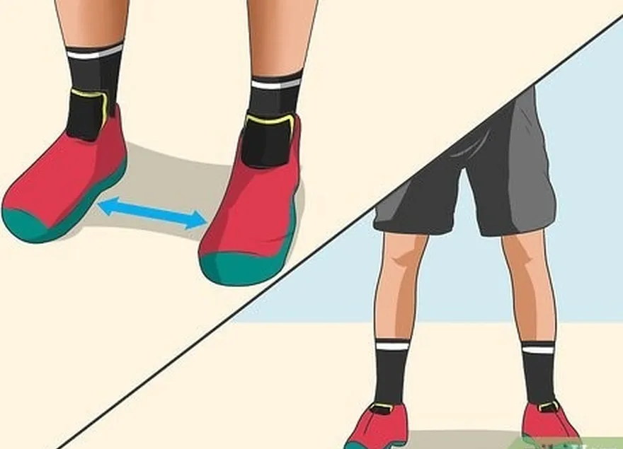 étape 5 les pieds doivent être écartés de la largeur des épaules et la masse de votre corps doit être équilibrée sur la pointe des pieds.