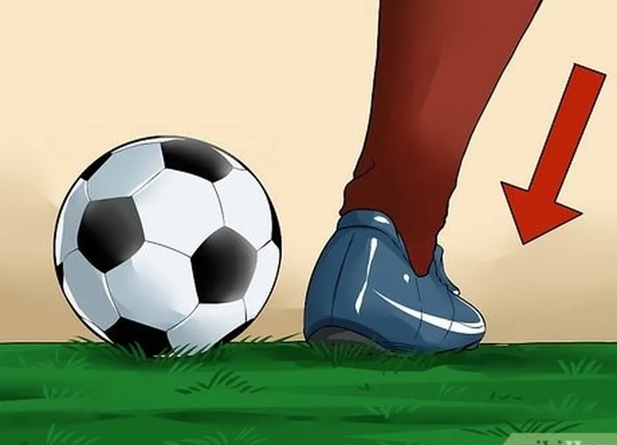 étape 2 plantez votre pied le plus faible à côté du ballon.