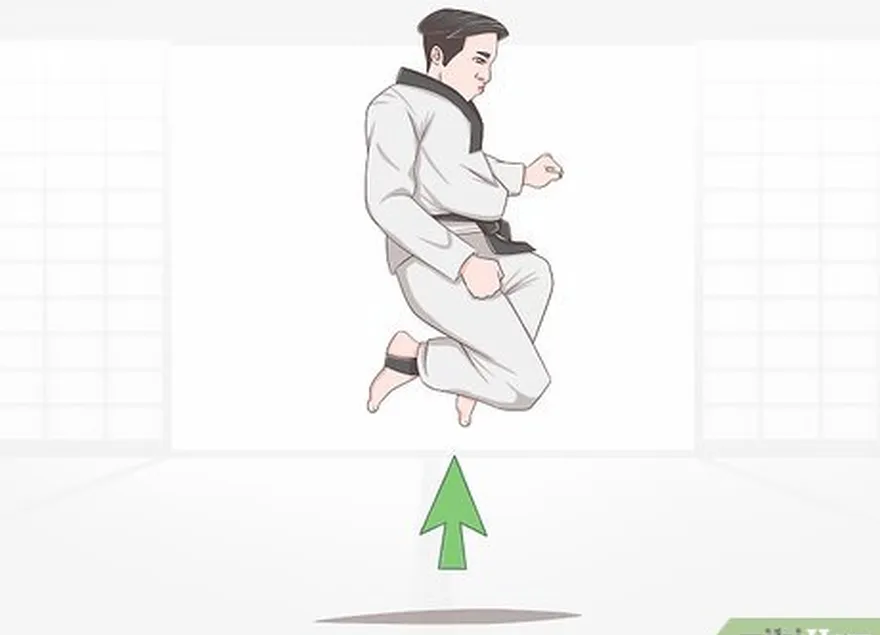 étape 3 sauter du pied debout et lever le genou le plus haut possible.