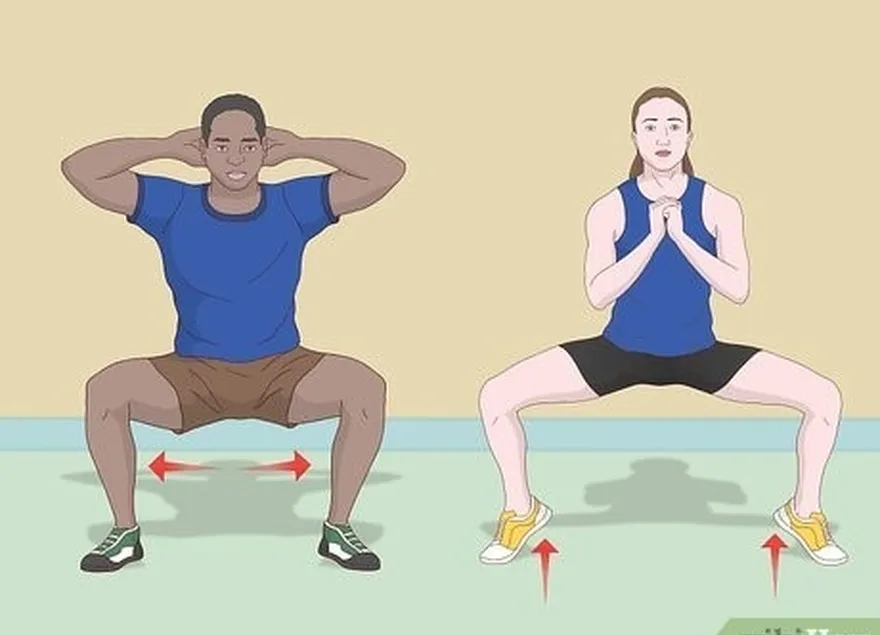 étape 4 essayez de vous accroupir en plaçant vos jambes dans différentes positions.