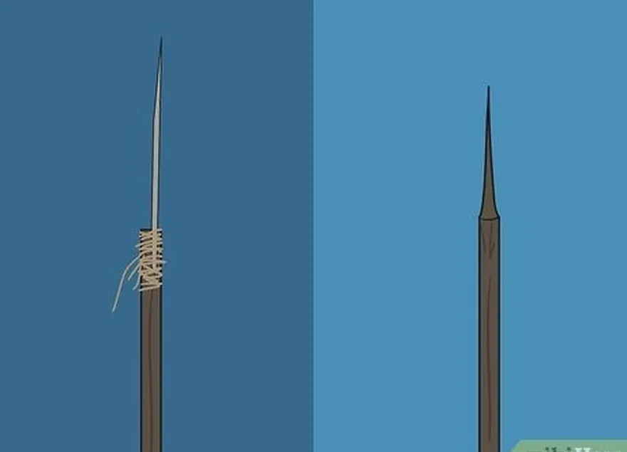 étape 2 utilisez de la ficelle, des lacets ou une autre corde pour attacher l'objet pointu à un bâton ou à une perche.