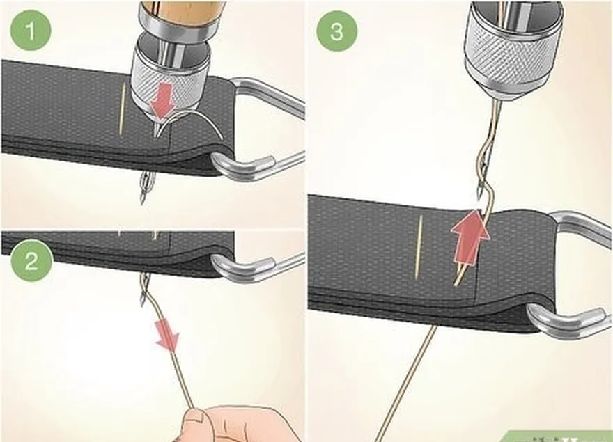 étape 7 piquez l'aiguille à travers la ligne supérieure et tirez sur le fil.