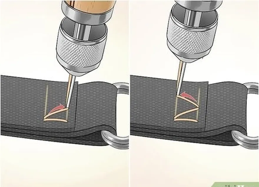 étape 10 percez des trous en alternance à travers les lignes de crayon pour fixer la sangle.