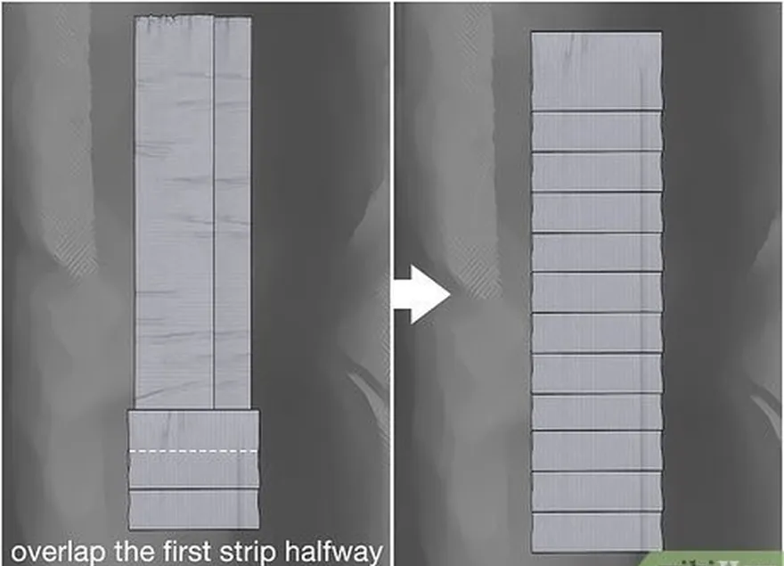 étape 6 placez des bandes de ruban adhésif à l'horizontale sur les bords de la réparation.
