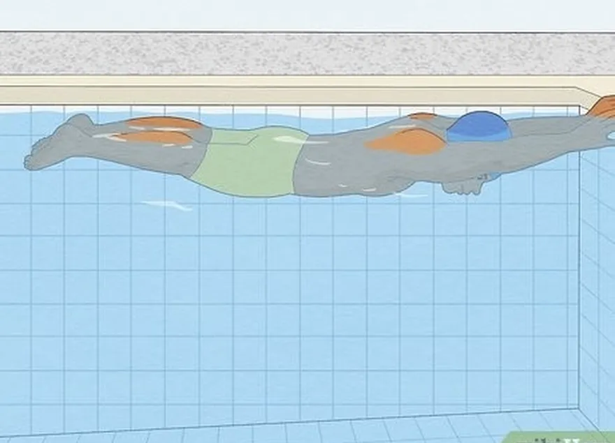 étape 1 : placez vos mains contre le mur de la piscine pour vous stabiliser.