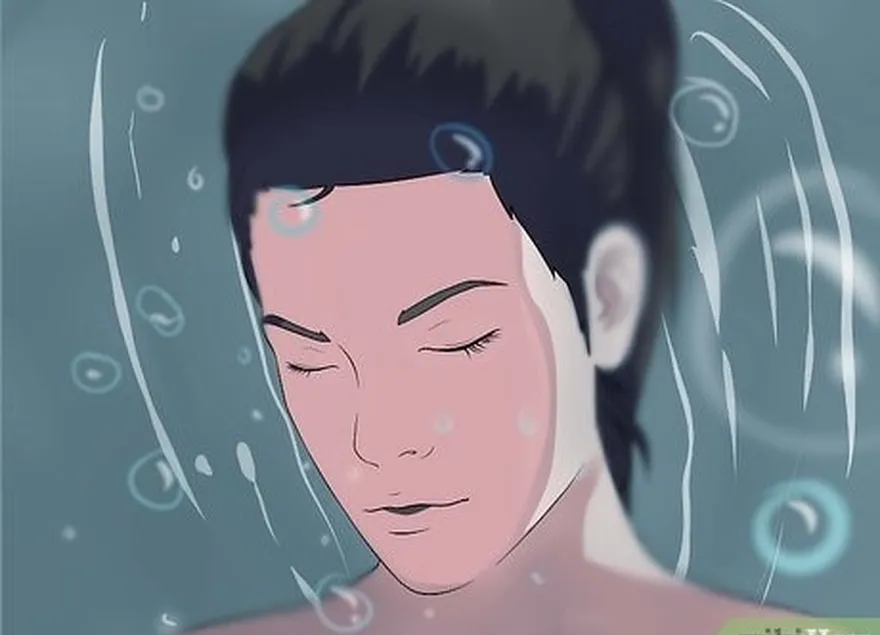 étape 2 : plongez votre visage dans l'eau, les yeux fermés.