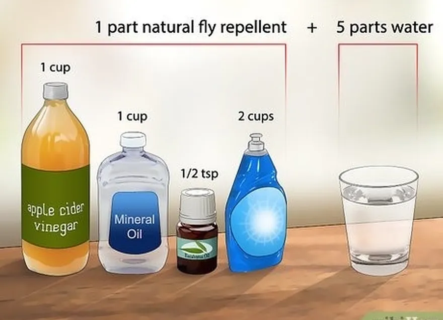 étape 2 préparez un répulsif à mouches à partir de vinaigre, d'huile minérale et d'huiles essentielles parfumées.