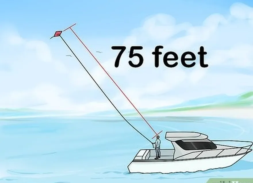 étape 3 lancez votre cerf-volant de façon à ce qu'il soit's about 75 feet (23 m) from your boat or the shore.