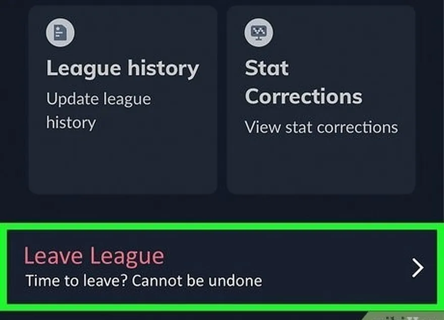 étape 4 faites défiler vers le bas et appuyez sur quitter la ligue.