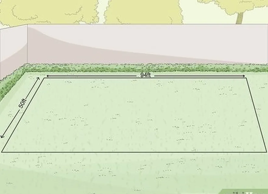 etape 1 : délimiter une zone de niveau qui's 94 ft × 50 ft (29 m × 15 m) for your court.