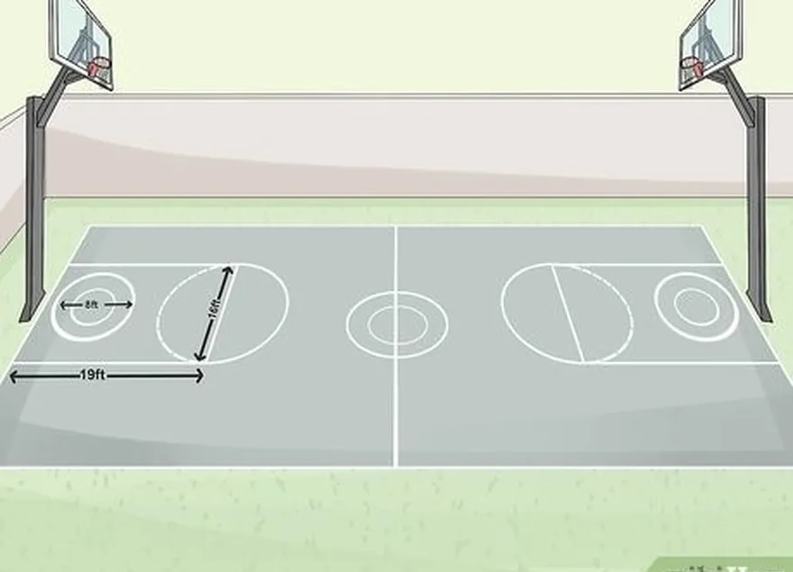 étape 1 marquez des cases de 4,9 m × 5,8 m (16 pi × 19 pi) devant chaque cerceau.