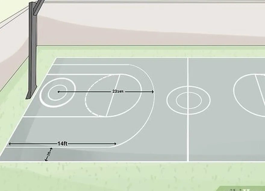 étape 2 placez les lignes de 3 points à 23 3⁄4 ft (7,2 m) autour des cerceaux.