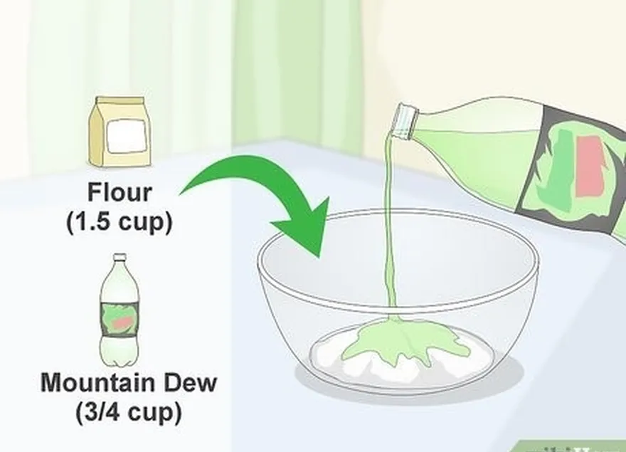 étape 1 mélanger la farine et le soda mountain dew dans un bol.