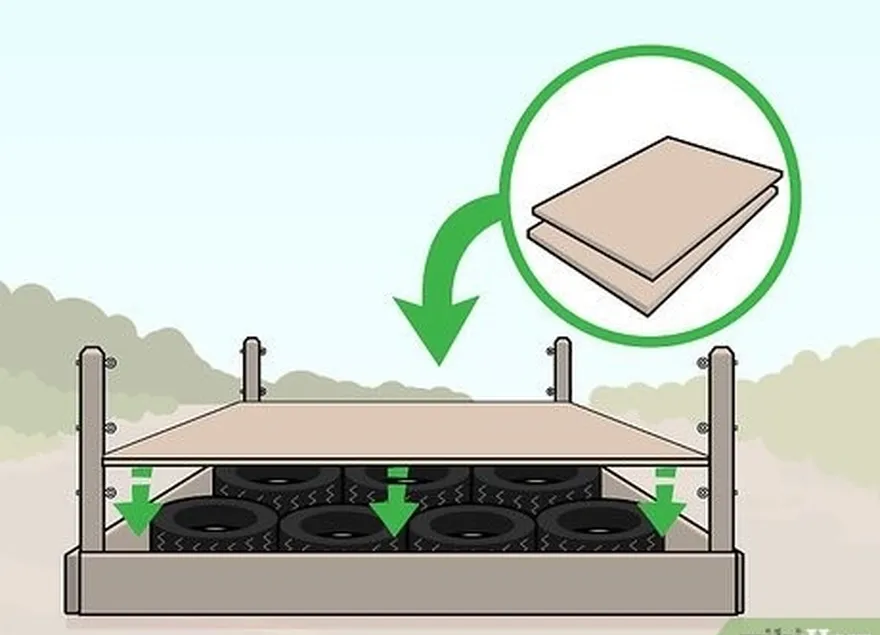 étape 2 couvrez le cadre carré de votre ring avec des feuilles de contreplaqué pour faire un plancher.