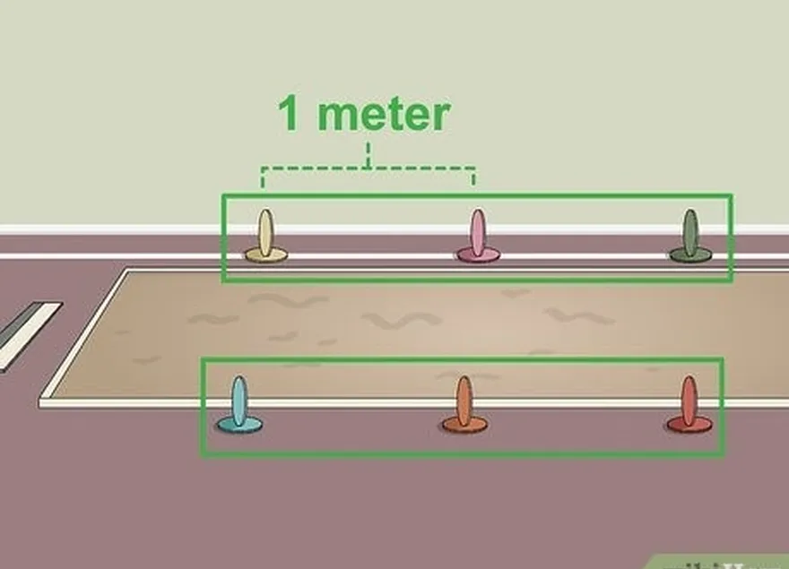 étape 1 placez des marqueurs autour de la fosse de sable pour faciliter les mesures.