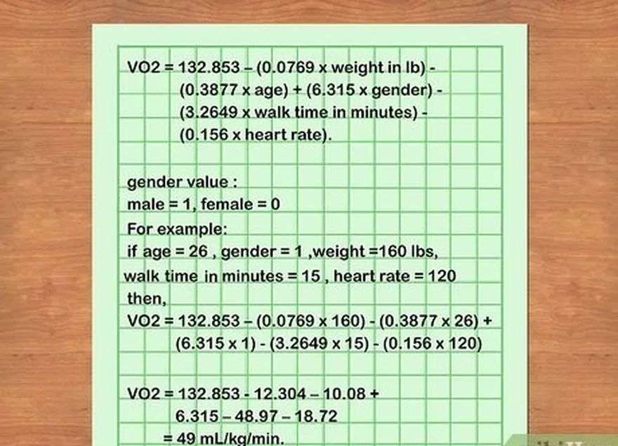 étape 4 calculez votre vo2 max à l'aide de l'équation suivante :