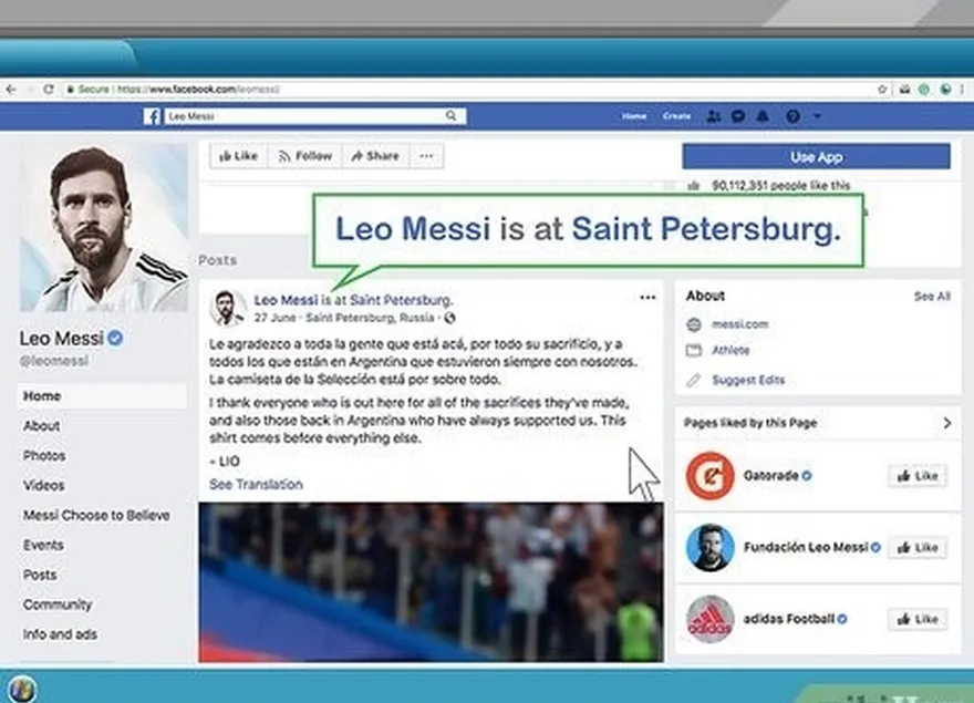 étape 3 surveiller les médias sociaux pour obtenir des informations sur lionel messi's location and plans.