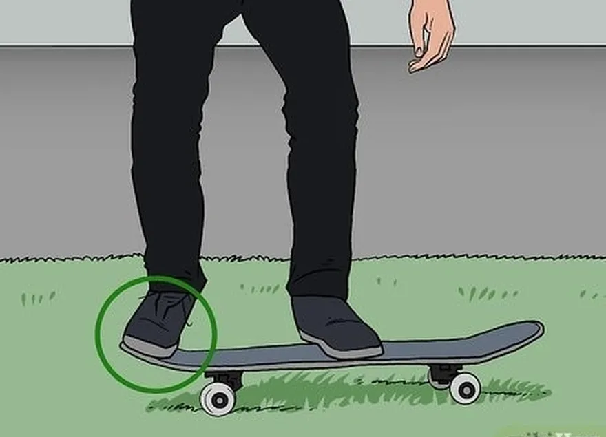 étape 3 : place ton pied arrière à l'arrière de ton skateboard.