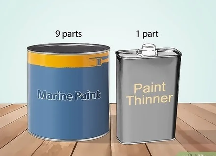 étape 2 mélangez jusqu'à 1 part de diluant pour peinture avec 9 parts de peinture marine.