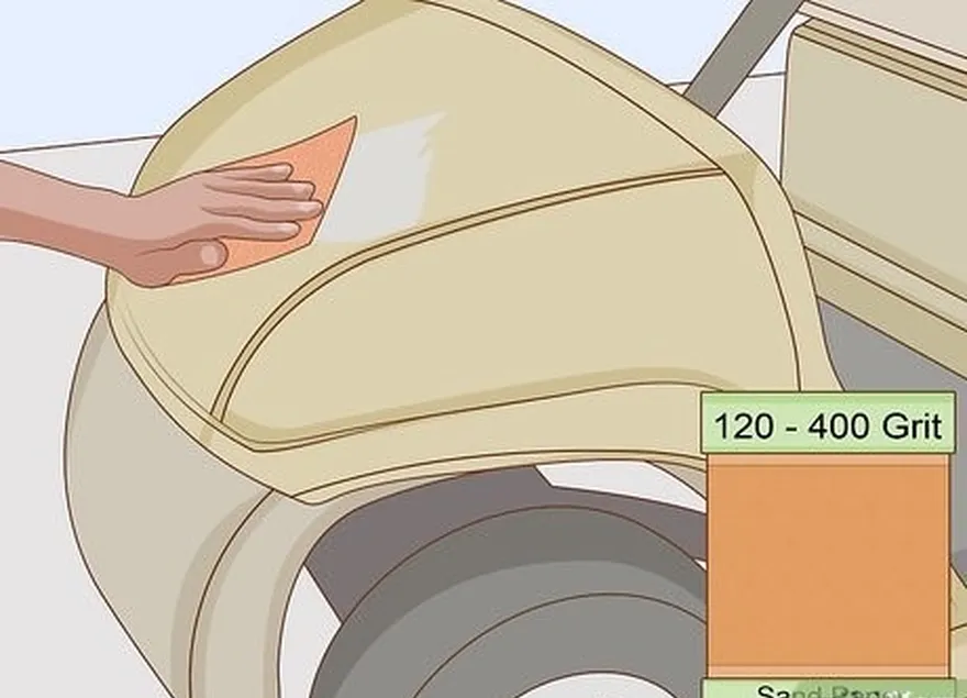 étape 4 poncer le corps de la voiturette avec du papier de verre à grain fin.