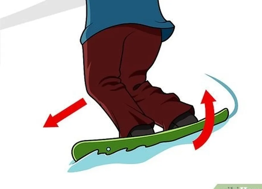 étape 2 faites avancer votre snowboard en enfonçant vos genoux dans la pente.