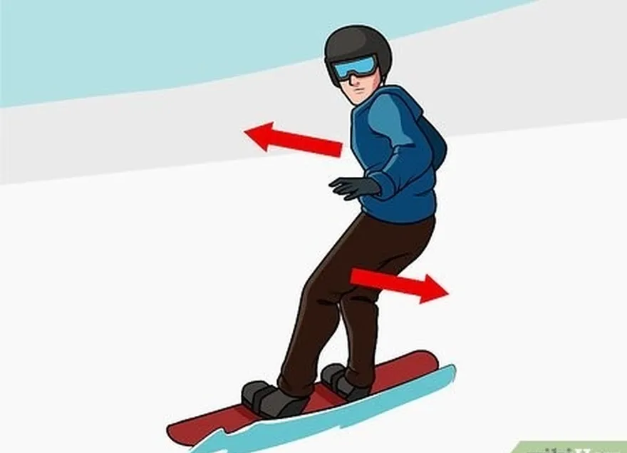 étape 3 faire déraper le snowboard vers l'arrière en faisant ressortir le dos de la planche.