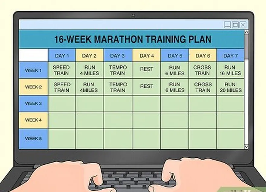 étape 1 établissez un programme d'entraînement 16 à 24 semaines avant le marathon.