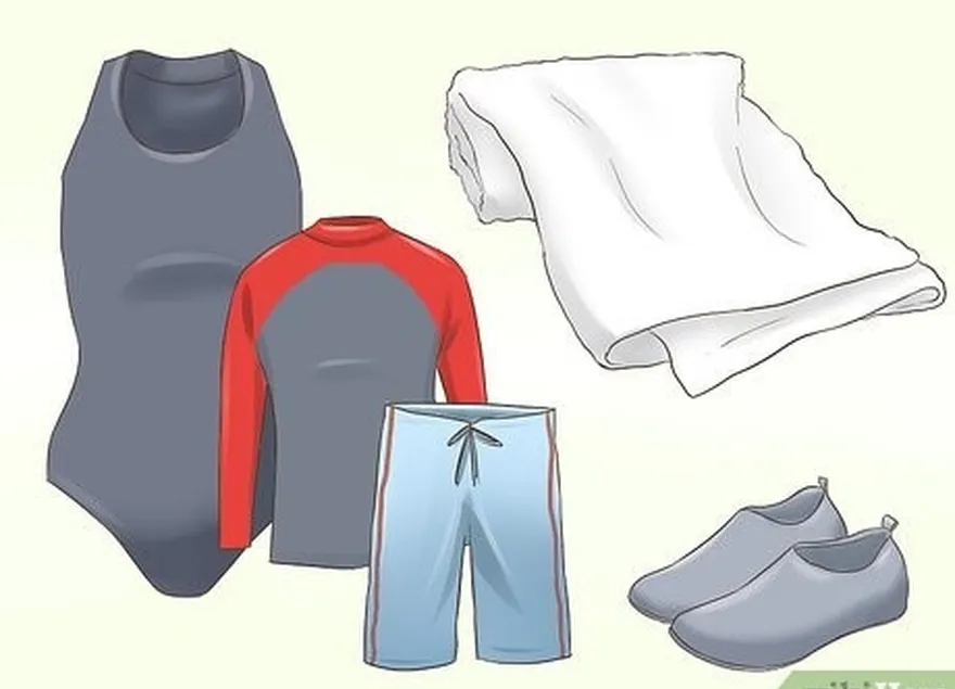 étape 4 préparez une serviette, un maillot de bain et des chaussures imperméables.