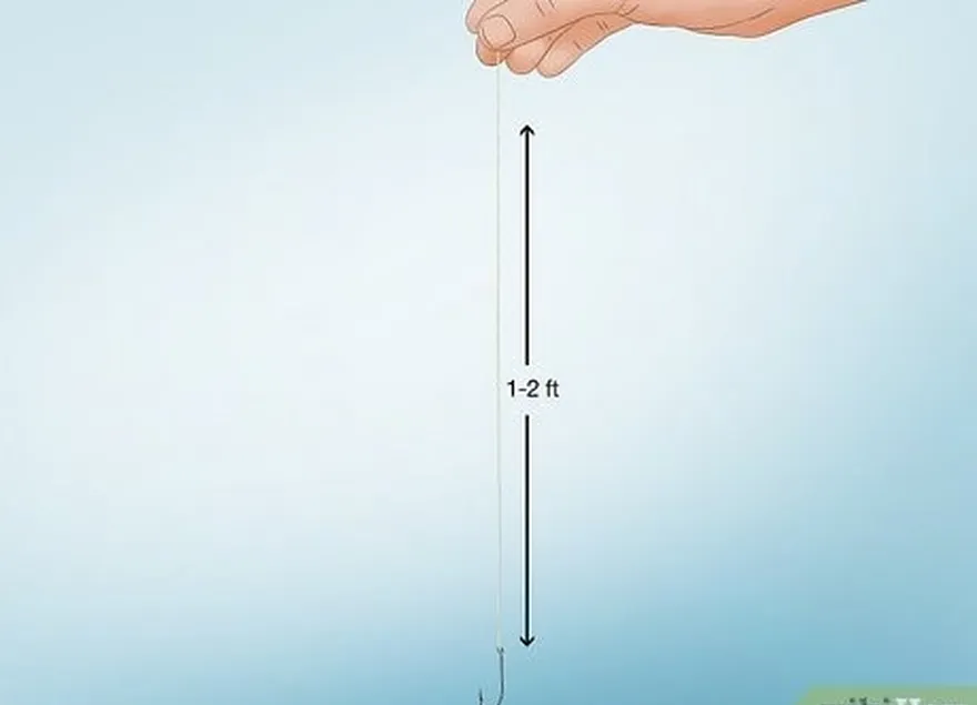 étape 2 positionnez 1 ou 2 poids à 1 ou 2 pieds (30-61 cm) de l'hameçon.