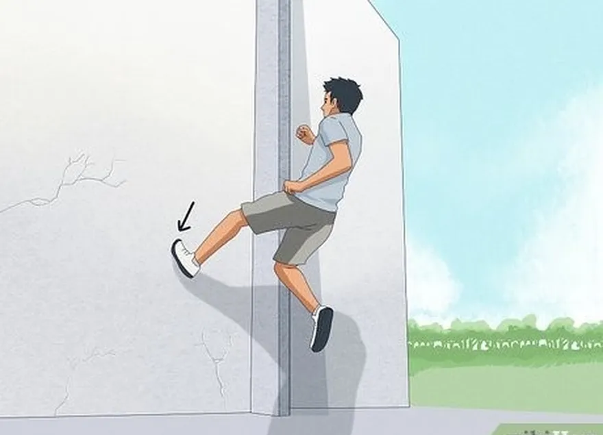 étape 4 : plantez votre pied dominant sur le mur.