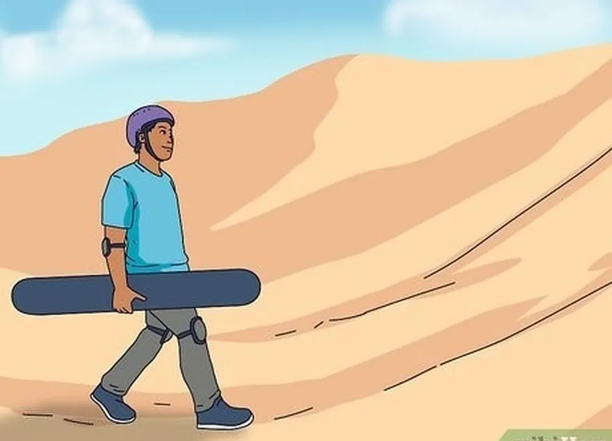 étape 8 remonte la dune avec ta planche pour faire une deuxième descente.