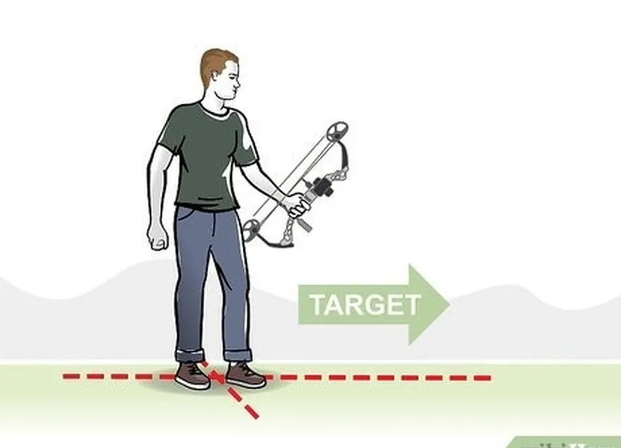 étape 1 commencez avec les pieds écartés de la largeur des épaules, à un angle droit par rapport à votre cible.