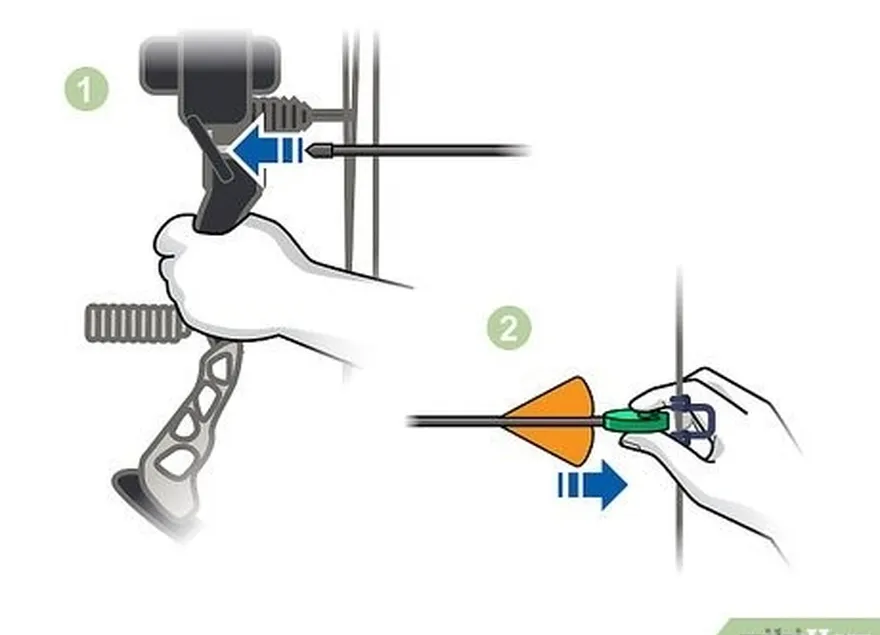 étape 3 encochez une flèche dans le repose-flèche, puis enclenchez-la dans l'encoche.