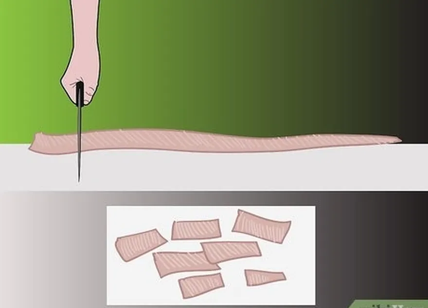 étape 7 couper le serpent en segments de la longueur la plus adaptée à la méthode de cuisson souhaitée.