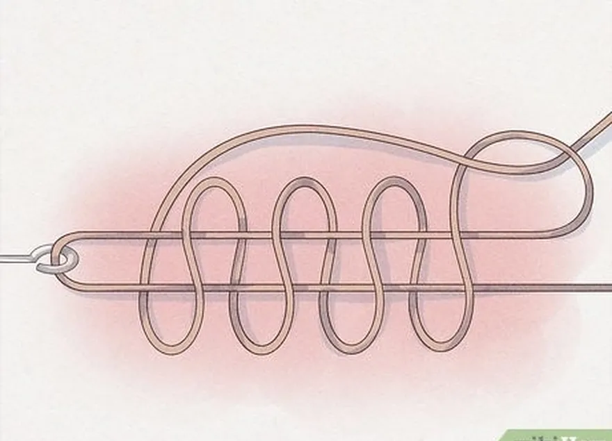 étape 5 faire un nœud avec l'extrémité de la ligne.