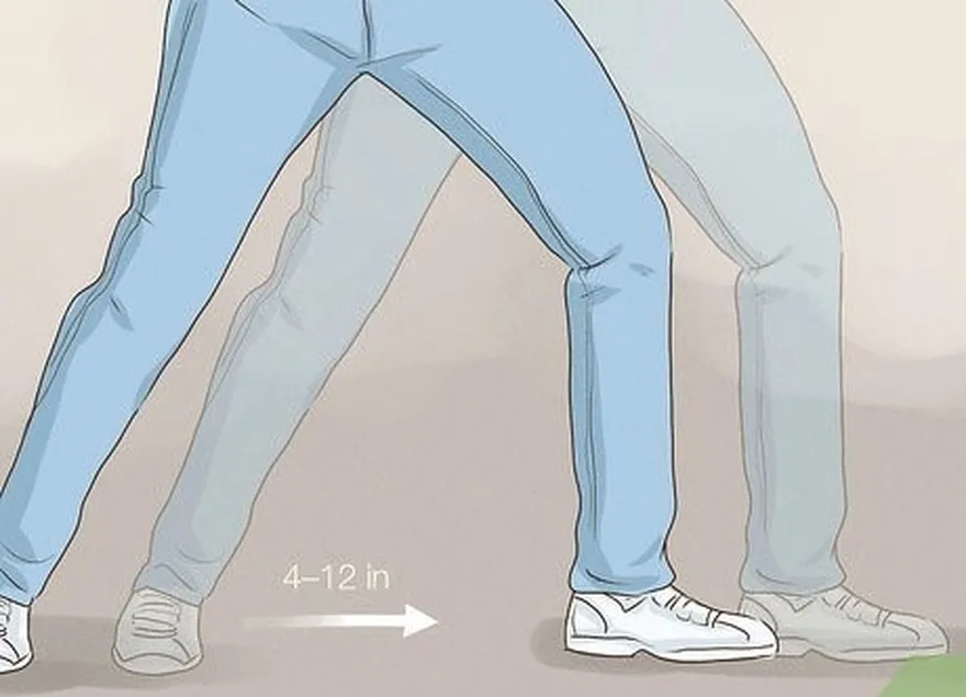 étape 2 faites un pas en avant de 10 à 30 cm avec votre pied non dominant.