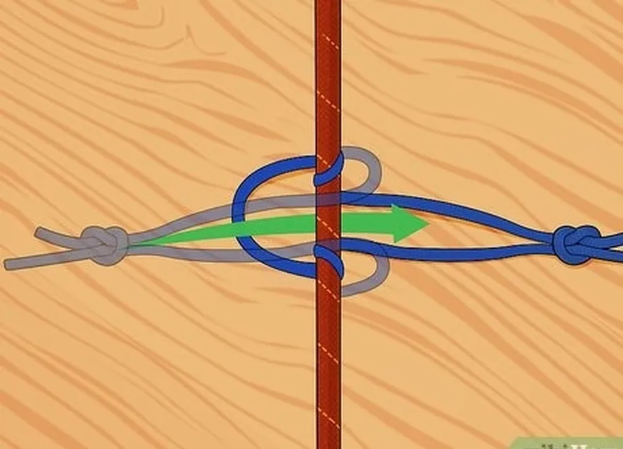 étape 2 passer l'extrémité longue sous la ligne d'attente, à l'intérieur de la boucle.'s short end.