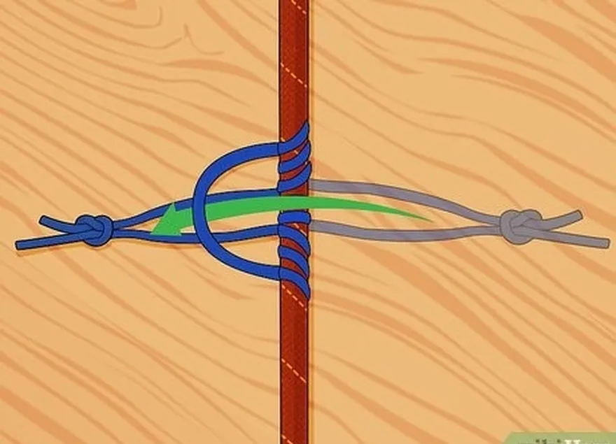 étape 4 bouclez l'extrémité longue sur la ligne d'attente, puis sous l'extrémité courte.