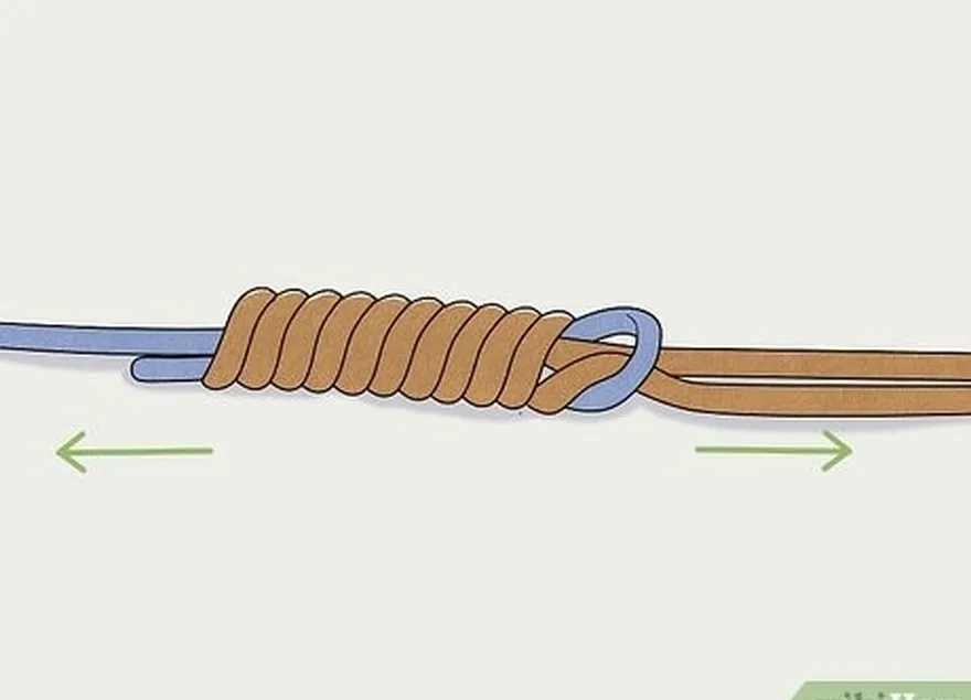 étape 5 tirez sur les deux extrémités de la ligne enroulée pour serrer le nœud.