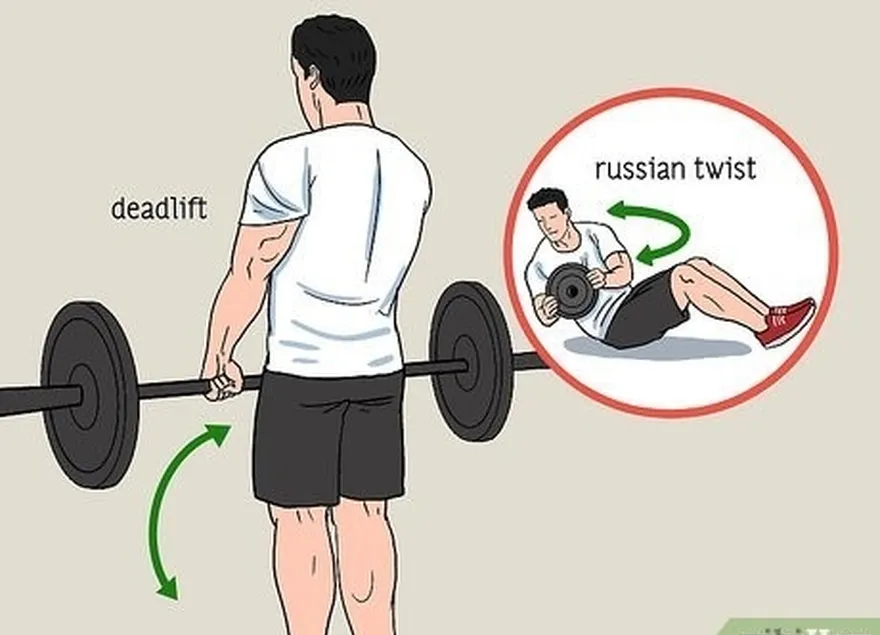 étape 3 utilisez les deadlifts et les torsions russes pour renforcer votre dos et votre tronc.