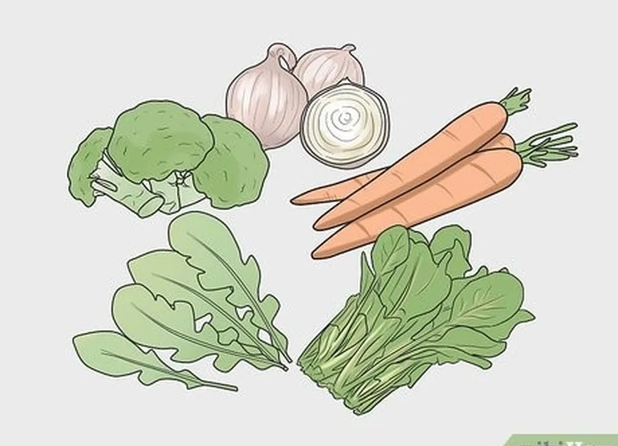 étape 2 mangez des légumes à feuilles foncées et des légumes pour obtenir les nutriments dont vous avez besoin.